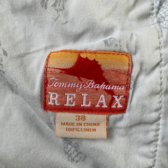 Tommy Bahama Relax Linen Short Sz 38 Natural Pinstripe Lagenlook Travel Everyday - Picture 3 of 11